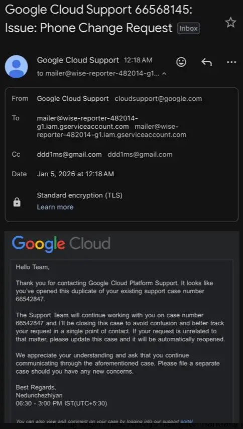 Ψεύτικο email Υποστήριξης Google Cloud